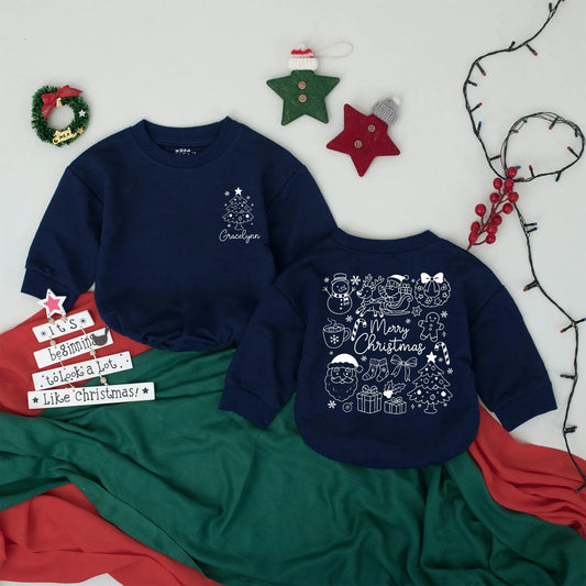 Custom "Gracelynn" Vintage Christmas Romper Merry Christmas Baby Outfit Newborn Bodysuit Festive Baby Clothes