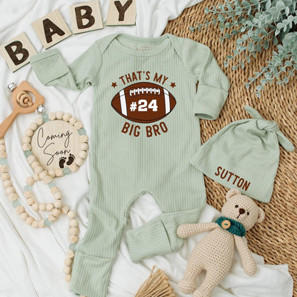 That's My Big Bro Football Baby Bodysuit #24 Newborn Outfit Game Day Sports Baby Clothes