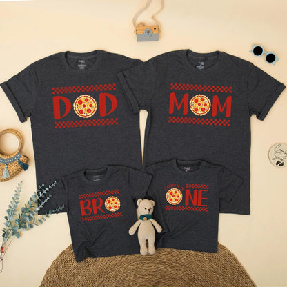 Matching Pizza Party Family Shirts: DOD, MOM, BRO, NE + Pizza! Birthday Outfit for Baby Boy, Toddler & Italian Food Lovers