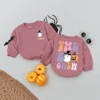 Custom Sadie Boo Crew Romper, Retro Halloween Ghost Baby Outfit, Pastel Pumpkin Witch Babysuit, Spooky Season Gift, Personalized Infant Romper 137 chars