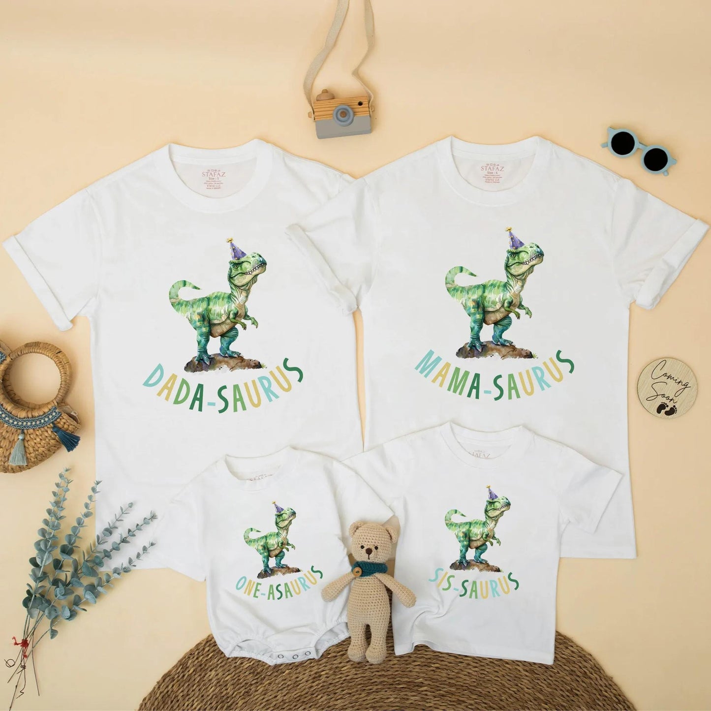 Custom One-Asaurus Birthday Bubble Romper Mama Dada Saurus Dinosaur Matching Family Shirt Dino Party Outfit 