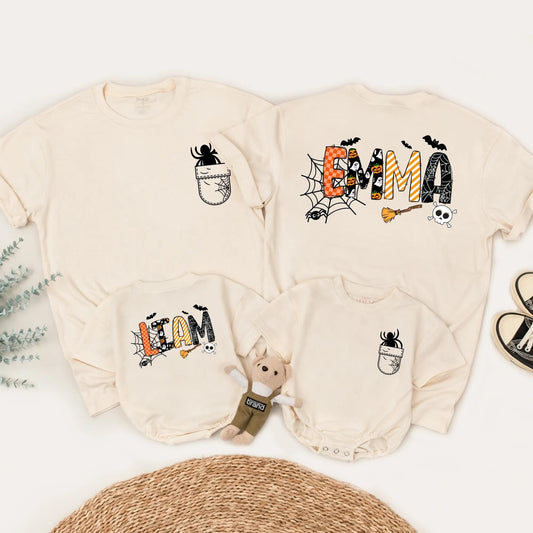 Matching Halloween Family Shirts, Cute Ghost & Spider Tee, Personalized Spooky Outfits for Kids & Adults, Best Halloween Gifts