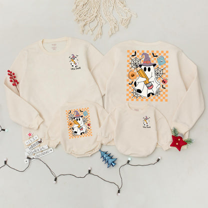 Cute Ghost Halloween Sweatshirt Romper Outfit Mommy and Me Matching Family Spooky Season Fall Autumn Vibes