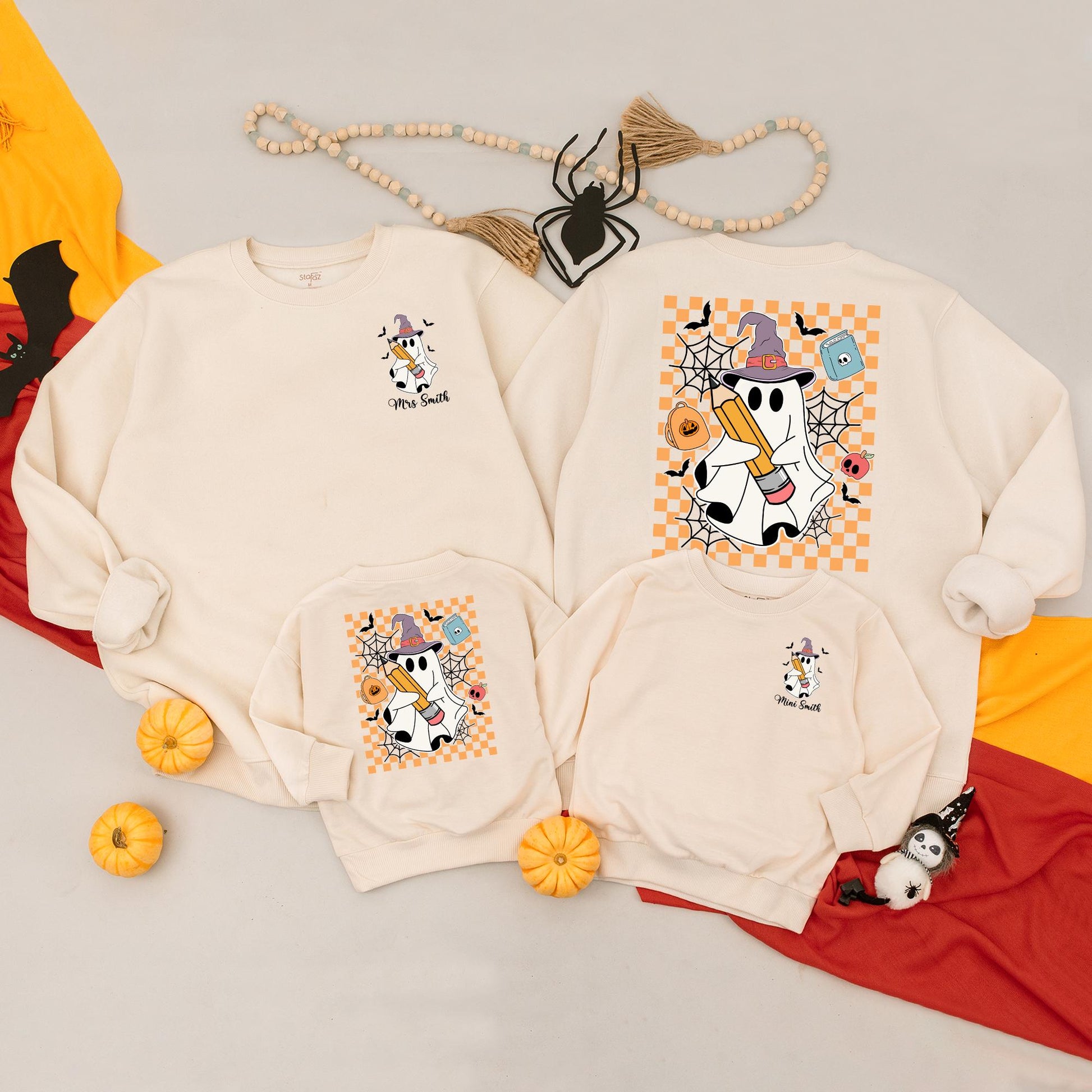 Cute Ghost Halloween Sweatshirt Romper Outfit Mommy and Me Matching Family Spooky Season Fall Autumn Vibes