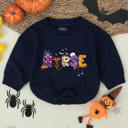 Cute Halloween Nurse Baby Romper Playful Pumpkin Ghost Bat Orange Heart Caduceus Infant Outfit