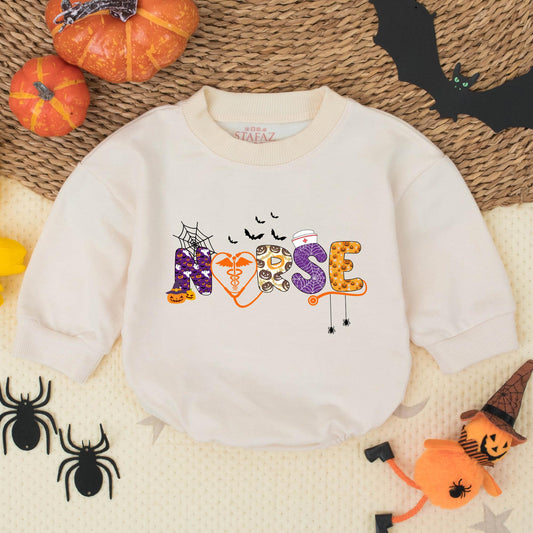 Cute Halloween Nurse Baby Romper Playful Pumpkin Ghost Bat Orange Heart Caduceus Infant Outfit