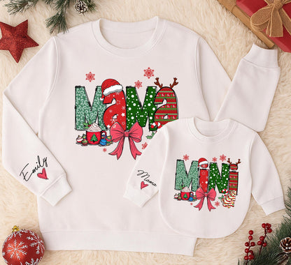 Mama and Mini Christmas Sweatshirt Matching Set, Festive Leopard Print Holiday Outfit for Mom Daughter, Cheerful Xmas Gift, Cozy Winter Clothes  