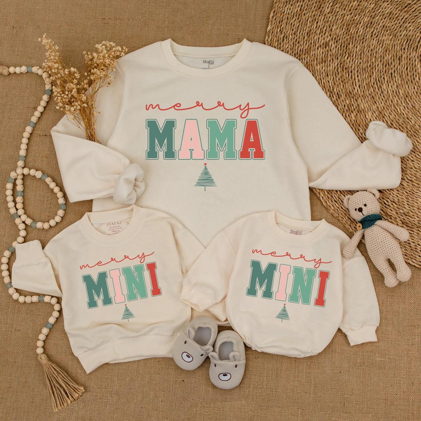 Merry Mama & Mini Matching Christmas Sweatshirts, Cute Mommy and Me Holiday Sweaters, Festive Family Matching Outfit, Soft Cotton Xmas Gift for Mom (139)