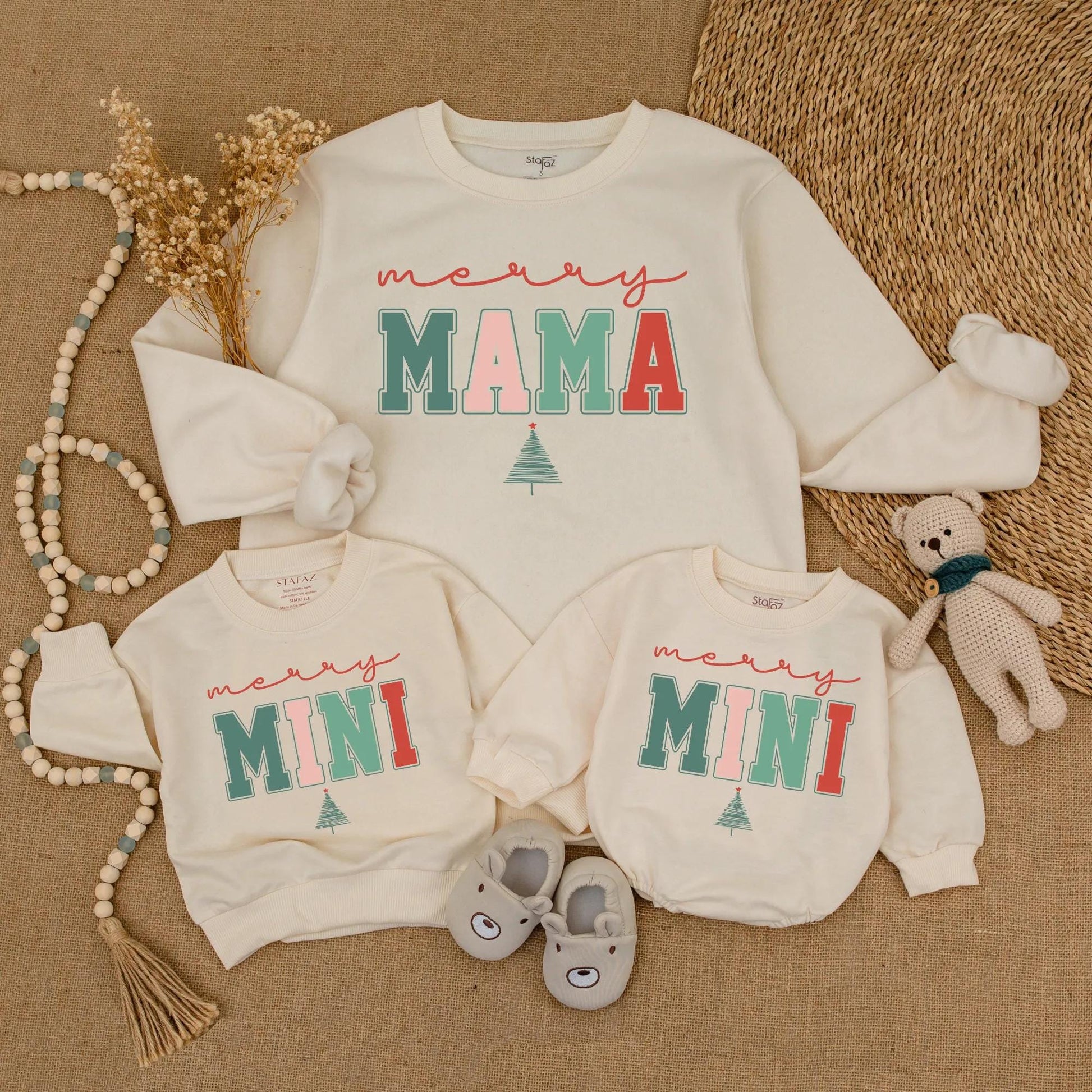 Merry Mama & Mini Matching Christmas Sweatshirts, Cute Mommy and Me Holiday Sweaters, Festive Family Matching Outfit, Soft Cotton Xmas Gift for Mom (139)