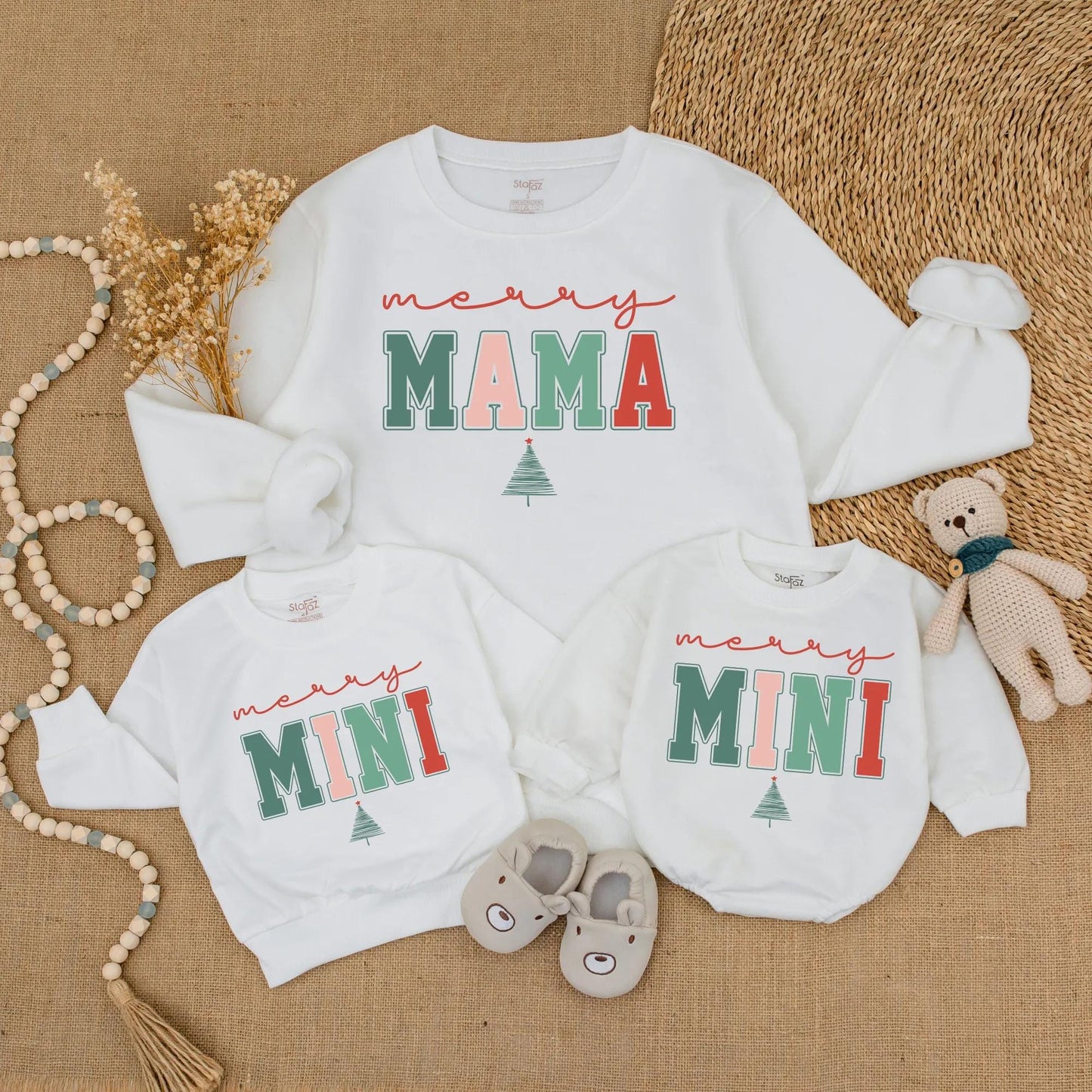 Merry Mama & Mini Matching Christmas Sweatshirts, Cute Mommy and Me Holiday Sweaters, Festive Family Matching Outfit, Soft Cotton Xmas Gift for Mom (139)