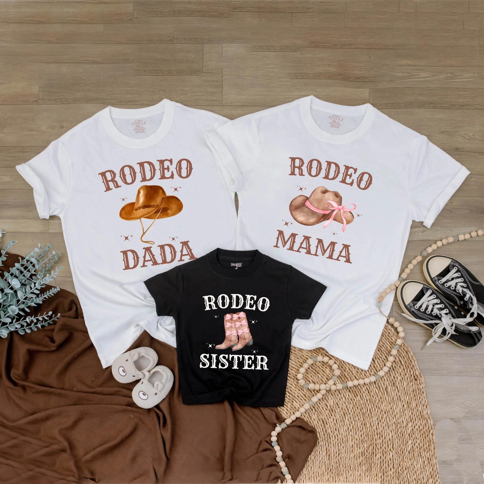 My First Rodeo Family Matching Shirts for Cowboy Birthday Party, Western Mom Dad Sister Outfit, Country Girl Boy Tee, Cute Rodeo Starburst Design (139 chars)