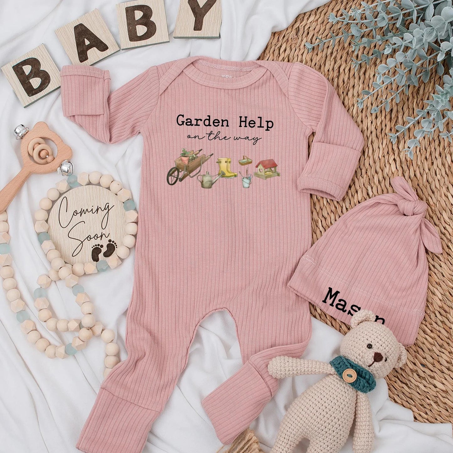 Garden Help on the Way Baby Bodysuit, Cute Gardening Outfit for Baby Girl or Boy, Newborn Announcement Gift, Little Gardener Clothes, Soft & Comfy