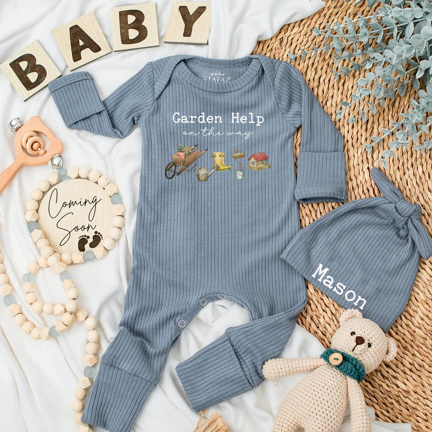 Garden Help on the Way Baby Bodysuit, Cute Gardening Outfit for Baby Girl or Boy, Newborn Announcement Gift, Little Gardener Clothes, Soft & Comfy