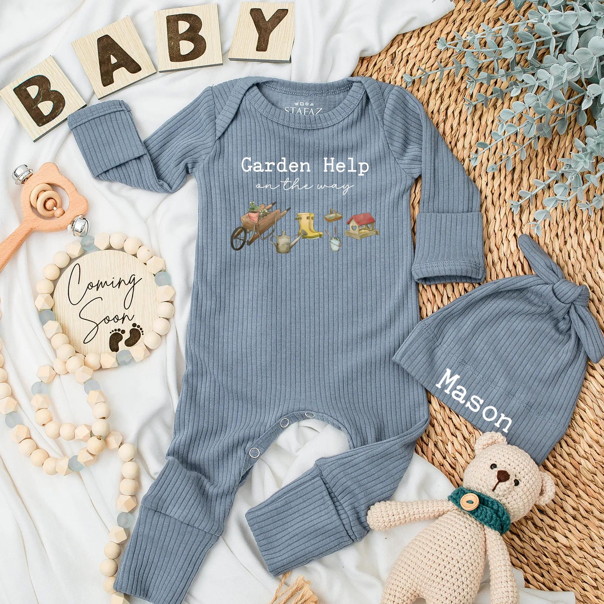 Garden Help on the Way Baby Bodysuit, Cute Gardening Outfit for Baby Girl or Boy, Newborn Announcement Gift, Little Gardener Clothes, Soft & Comfy