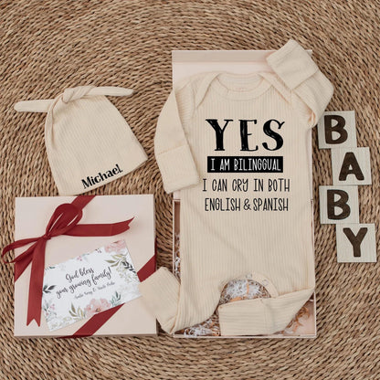 Funny Yes I'm Bilingual Baby Bodysuit English Spanish Crying Newborn Clothes Latino Baby Shower Gift Gender Neutral