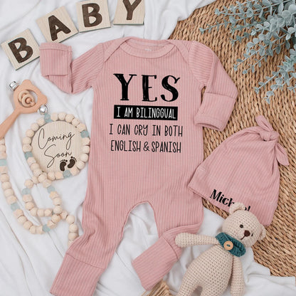 Funny Yes I'm Bilingual Baby Bodysuit English Spanish Crying Newborn Clothes Latino Baby Shower Gift Gender Neutral