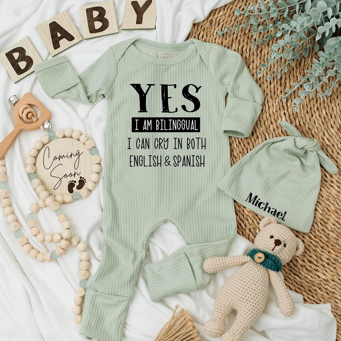 Funny Yes I'm Bilingual Baby Bodysuit English Spanish Crying Newborn Clothes Latino Baby Shower Gift Gender Neutral