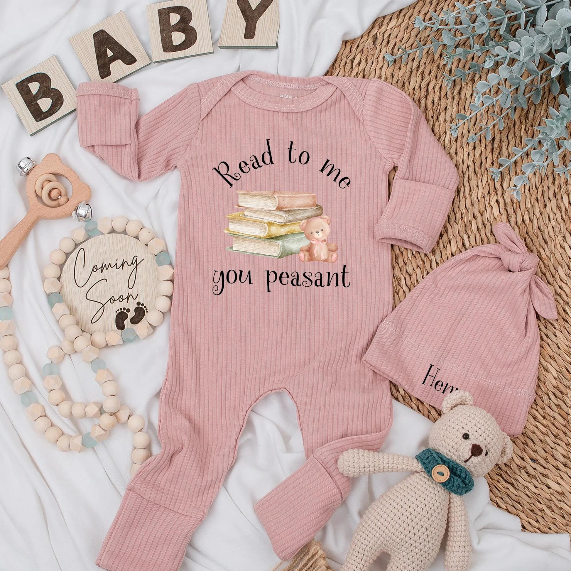 Funny Read to Me You Peasant Baby Bodysuit Book Lover Newborn Outfit with Cute Teddy Bear Design for Shower Gift and Coming Home