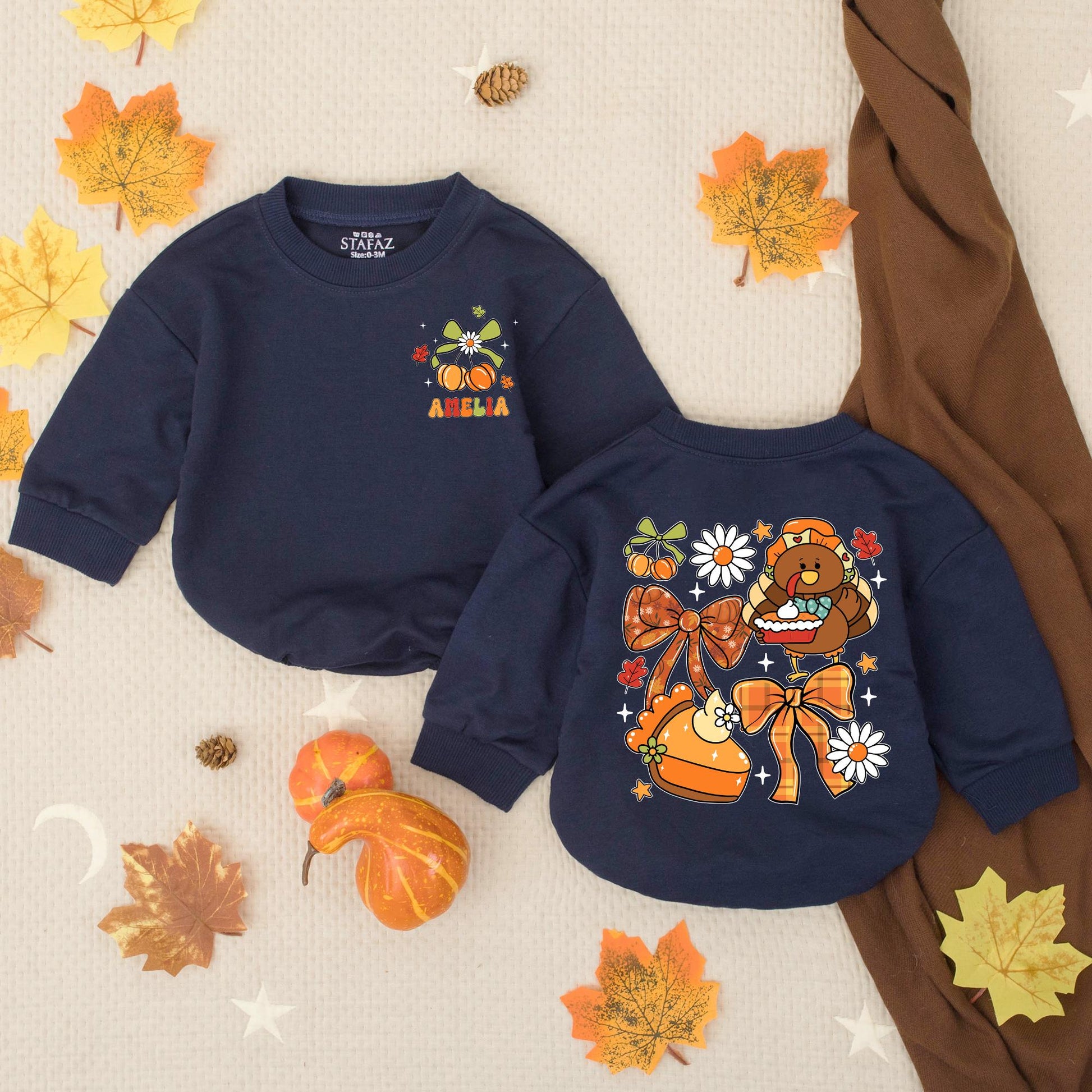 Personalized Baby Girl Thanksgiving Gobble Til You Wobble Romper Fall Turkey Pumpkin Vintage Floral Autumn Infant Toddler Outfit