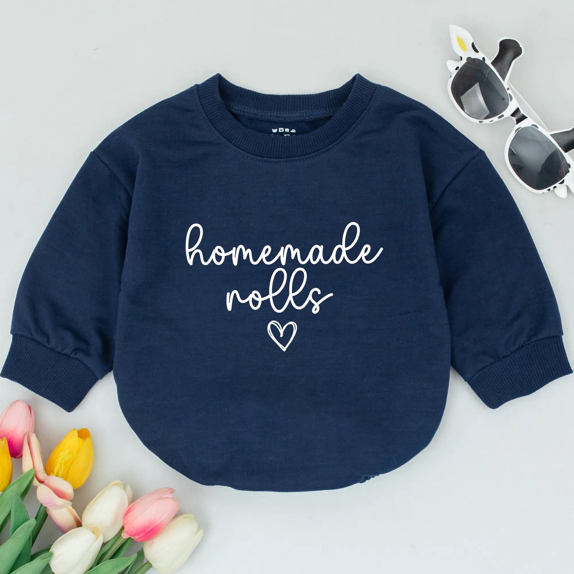 Homemade Rolls Fall Baby Romper First Thanksgiving Day Bodysuit Outfit with Heart Design Retro Toddler Sweatshirt Winter Kids Clothes Baby Shower Gift