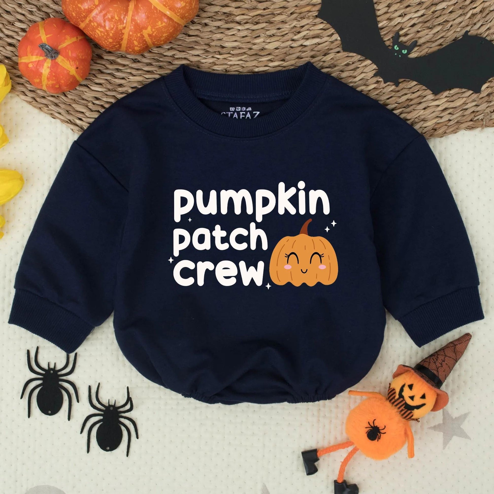 Pumpkin Patch Crew Romper Soft Orange Pumpkin Design for Little Ones Thanksgiving Outfit Baby Girl Boy First Pumpkin Picking Cute Cutesy Graphics