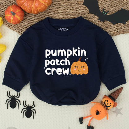 Pumpkin Patch Crew Romper Soft Orange Pumpkin Design for Little Ones Thanksgiving Outfit Baby Girl Boy First Pumpkin Picking Cute Cutesy Graphics