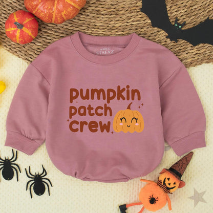 Pumpkin Patch Crew Romper Soft Orange Pumpkin Design for Little Ones Thanksgiving Outfit Baby Girl Boy First Pumpkin Picking Cute Cutesy Graphics