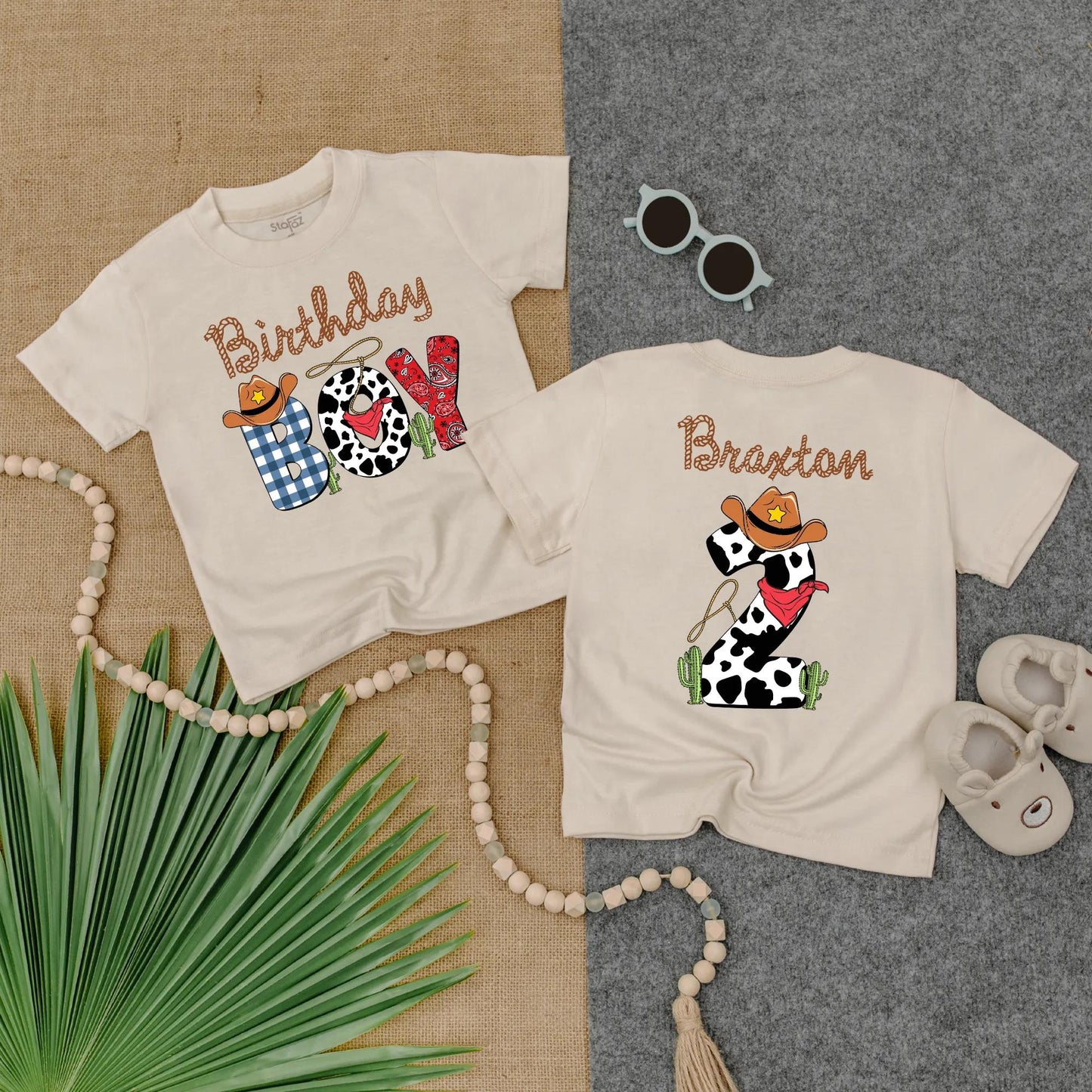 Custom Western Birthday Boy Toddler T-Shirt Second Rodeo 2 Years Old Cowboy Clothes Birthday Gift