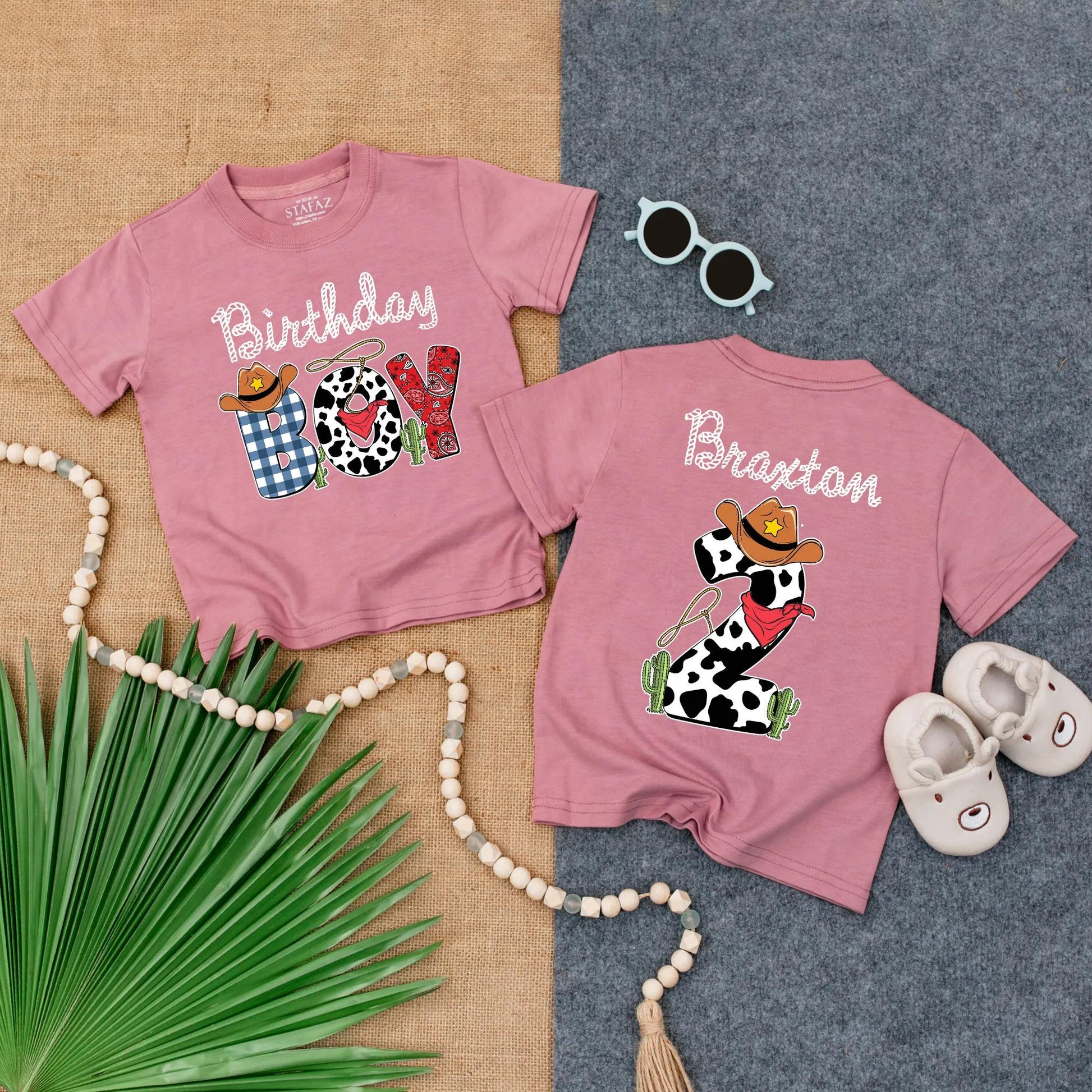 Custom Western Birthday Boy Toddler T-Shirt Second Rodeo 2 Years Old Cowboy Clothes Birthday Gift