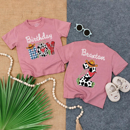 Custom Western Birthday Boy Toddler T-Shirt Second Rodeo 2 Years Old Cowboy Clothes Birthday Gift