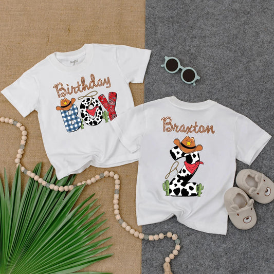 Custom Western Birthday Boy Toddler T-Shirt Second Rodeo 2 Years Old Cowboy Clothes Birthday Gift