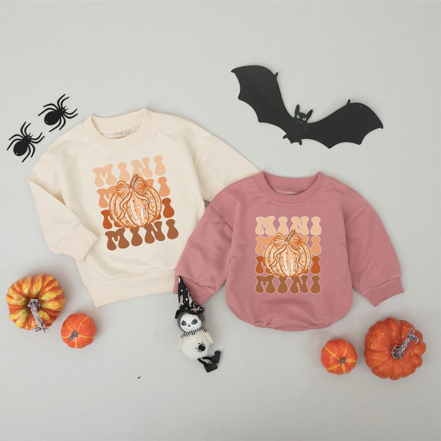 Retro Mama and Mini Matching Sweatshirts Pumpkin Bow Fall Family Outfit Set Vintage Autumn Style Mommy and Me Pumpkin Season Soft Cotton Thanksgiving 138