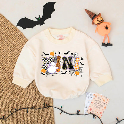 Mama & Mini Halloween Sweatshirts: Matching Family Fall Outfits, Cute Ghost & Pumpkin Design, Leopard & Checkered Letters, Festive Mom & Daughter Style