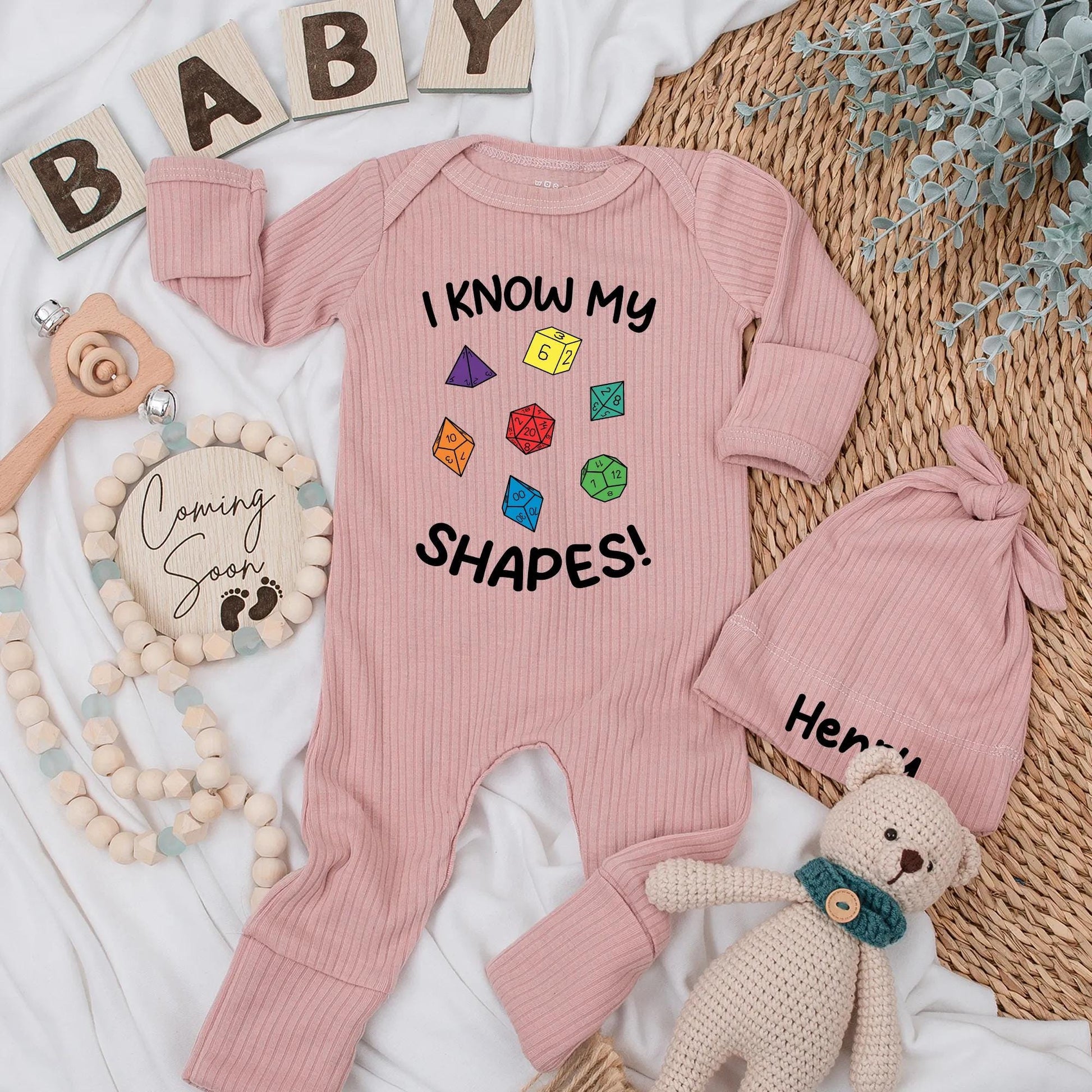 I Know My Shapes Baby Bodysuit Gamer Outfit Dnd Gift Newborn Clothes Baby Shower Gift Baby Boy or Girl D&D Dice Design