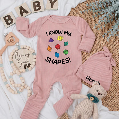 I Know My Shapes Baby Bodysuit Gamer Outfit Dnd Gift Newborn Clothes Baby Shower Gift Baby Boy or Girl D&D Dice Design