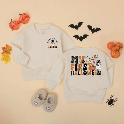 Personalized My First Halloween Baby Romper, Camden's Spooky Outfit, Retro Boy Bodysuit, Custom Infant Fall Gift, Cute Halloween
