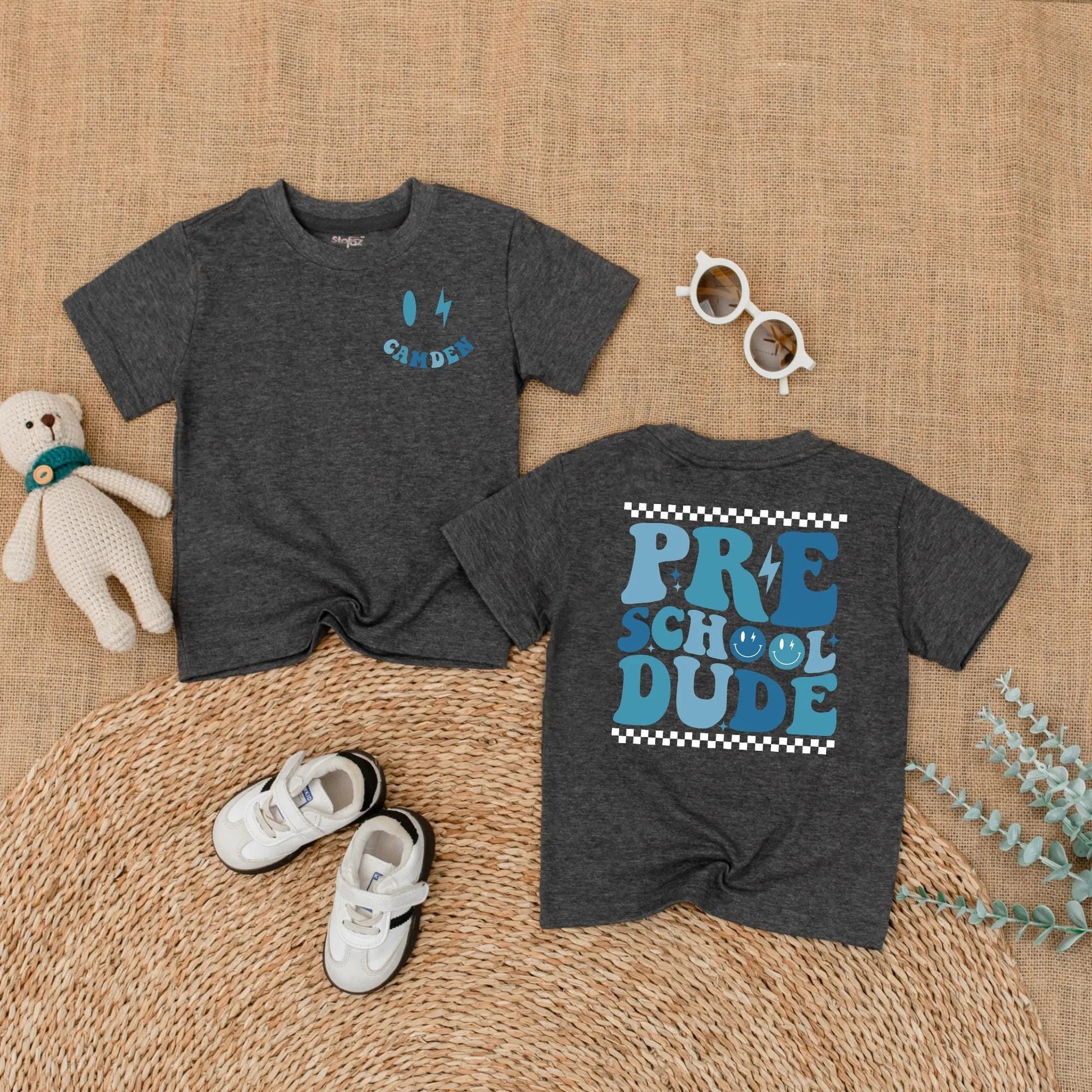 Custom Name Preschool Dude Toddler T-shirt Back to School Outfit for Boys First Day of School Cute Kindergarten Shirt Gift