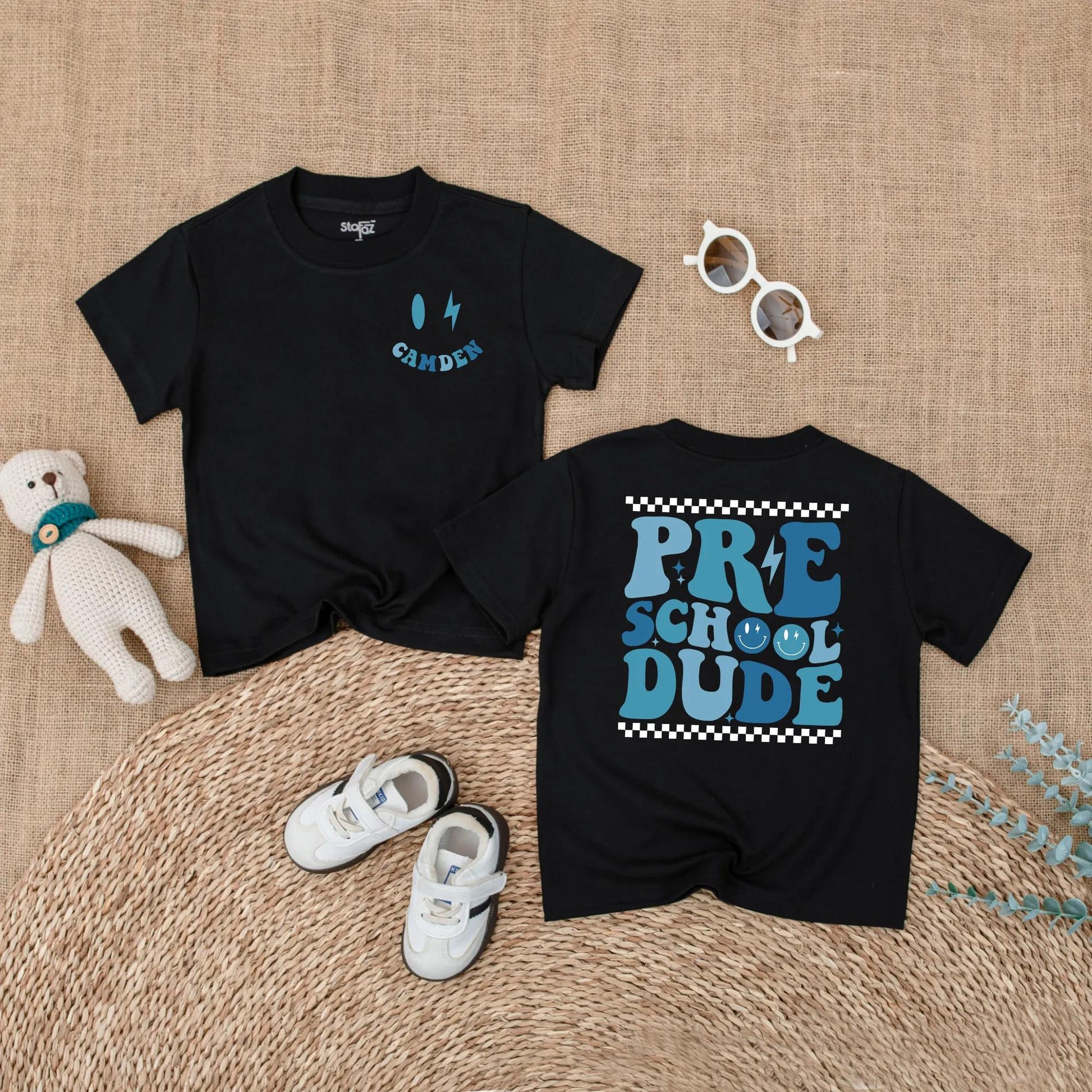 Custom Name Preschool Dude Toddler T-shirt Back to School Outfit for Boys First Day of School Cute Kindergarten Shirt Gift