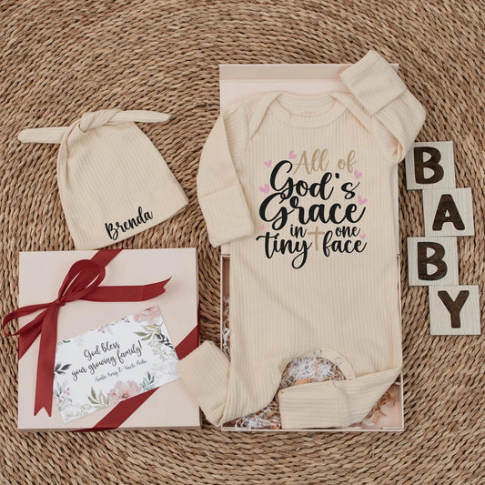 All of God's Grace in One Tiny Face Bodysuit, Christian Baby Outfit, Religious Newborn Girl Boy Clothes, Baby Shower Gift Present
