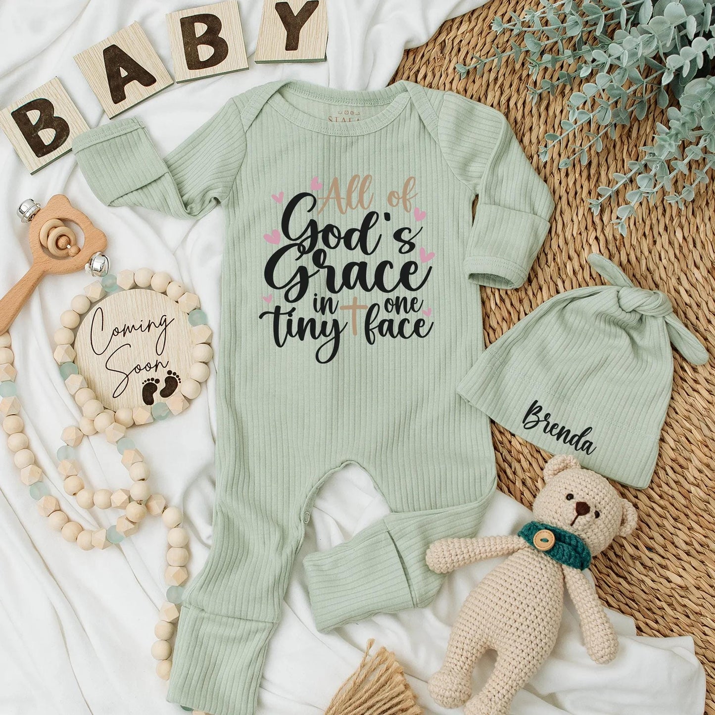 All of God's Grace in One Tiny Face Bodysuit, Christian Baby Outfit, Religious Newborn Girl Boy Clothes, Baby Shower Gift Present