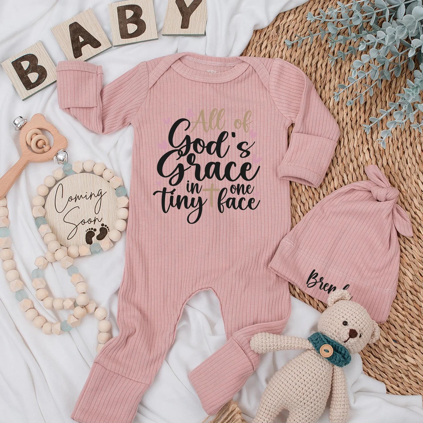 All of God's Grace in One Tiny Face Bodysuit, Christian Baby Outfit, Religious Newborn Girl Boy Clothes, Baby Shower Gift Present