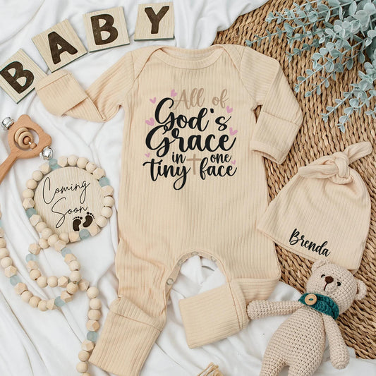 All of God's Grace in One Tiny Face Bodysuit, Christian Baby Outfit, Religious Newborn Girl Boy Clothes, Baby Shower Gift Present
