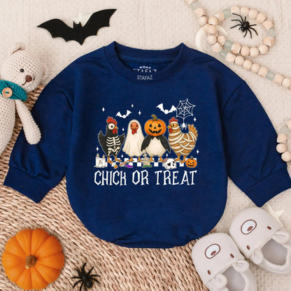 Cute Halloween Chickens Chick or Treat Baby Bubble Romper Spooky Ghost Pumpkin Mummy Skeleton Chicken Lover Outfit Toddler Boys Girls