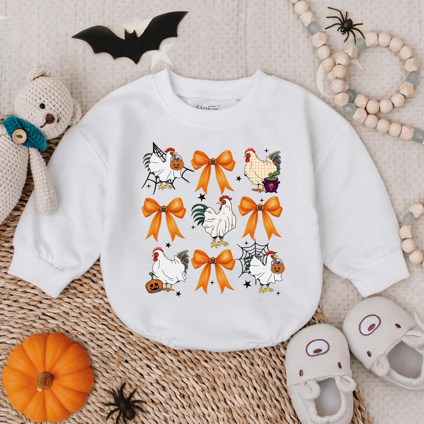 Spooky Chicken Halloween Baby Romper, Funny Farm Animal Infant Outfit, Toddler Fall Bodysuit, Cute Baby Chick Costume, Holiday Baby Gift