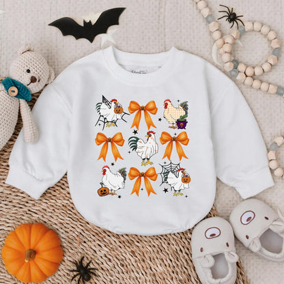 Spooky Chicken Halloween Baby Romper, Funny Farm Animal Infant Outfit, Toddler Fall Bodysuit, Cute Baby Chick Costume, Holiday Baby Gift