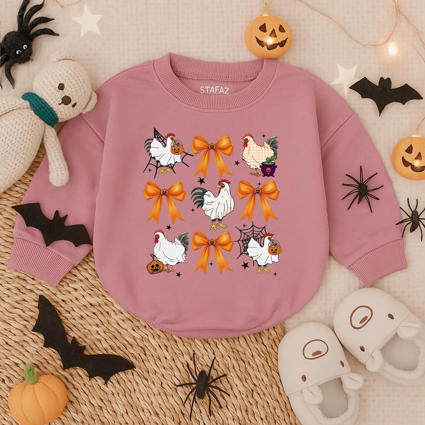 Spooky Chicken Halloween Baby Romper, Funny Farm Animal Infant Outfit, Toddler Fall Bodysuit, Cute Baby Chick Costume, Holiday Baby Gift