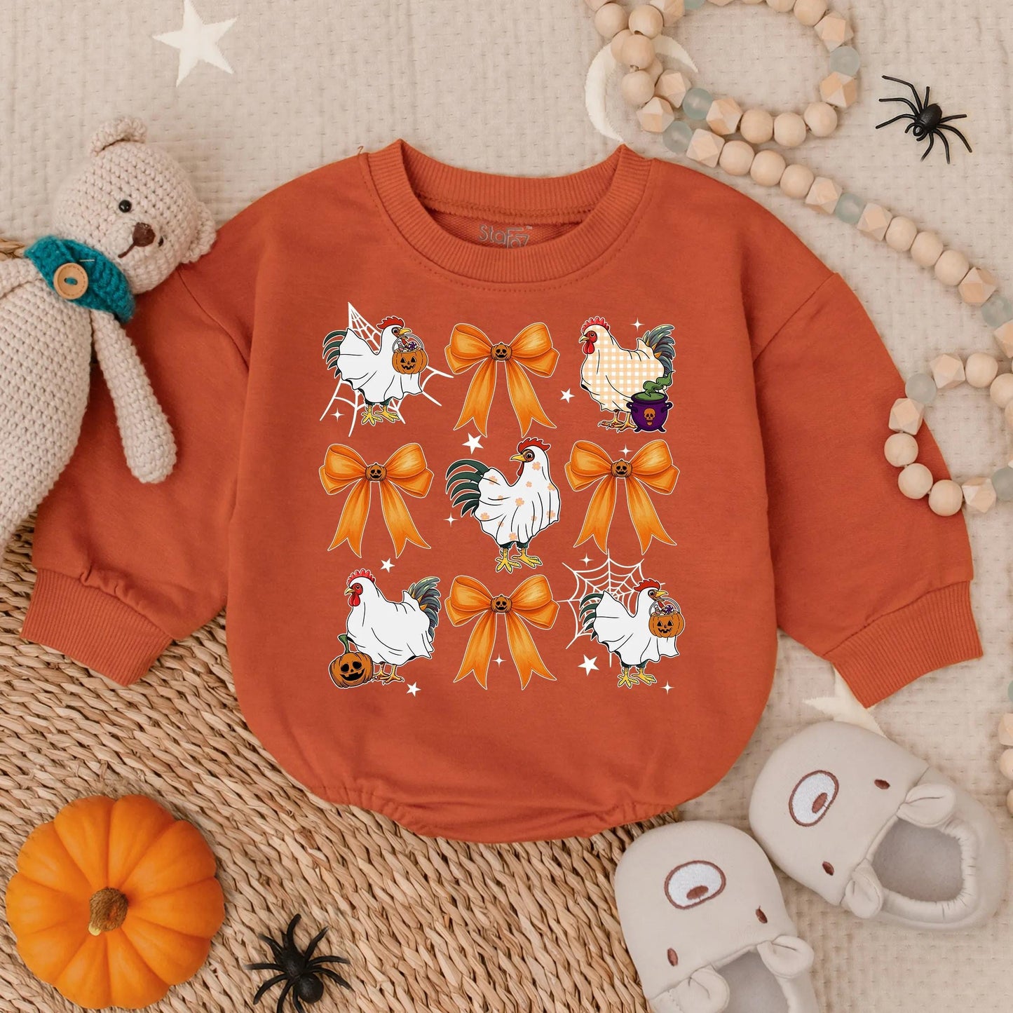 Spooky Chicken Halloween Baby Romper, Funny Farm Animal Infant Outfit, Toddler Fall Bodysuit, Cute Baby Chick Costume, Holiday Baby Gift
