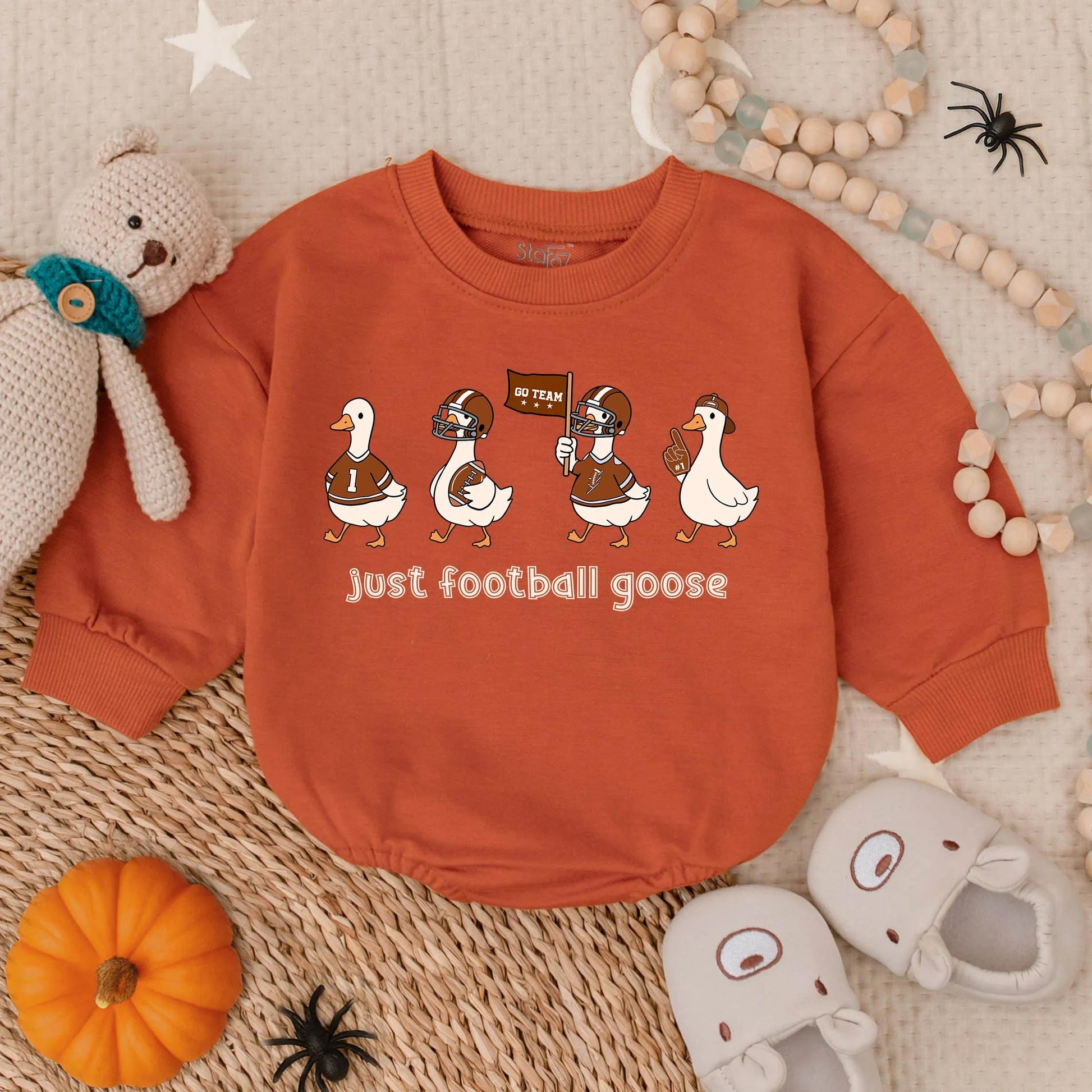 Go Team Football Goose Romper for Baby & Toddler, Cute Cartoon Game Day Outfit, Just Football Goose Tee, Future Football Star Soft Cotton Fall Clothes 135