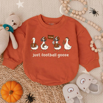 Go Team Football Goose Romper for Baby & Toddler, Cute Cartoon Game Day Outfit, Just Football Goose Tee, Future Football Star Soft Cotton Fall Clothes 135