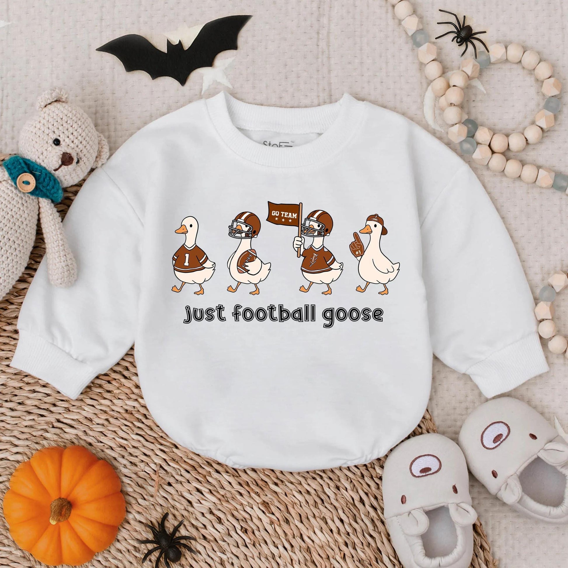 Go Team Football Goose Romper for Baby & Toddler, Cute Cartoon Game Day Outfit, Just Football Goose Tee, Future Football Star Soft Cotton Fall Clothes 135